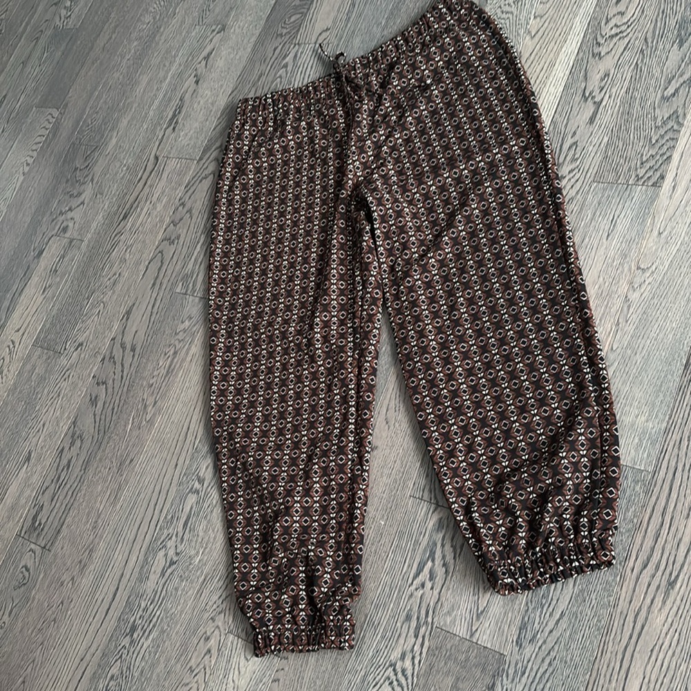 Monogram Brown Patterned drawstrings Jogger Pants Sz XL - Picture 5 of 10
